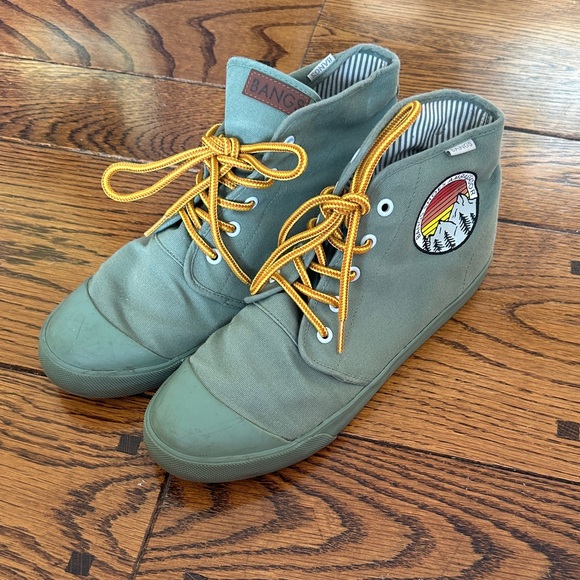 Bangs Shoes - BANGS Green High-Top Sneakers with Yellow Laces